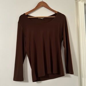 Susan Lawrence medium brown polyester and spandex top